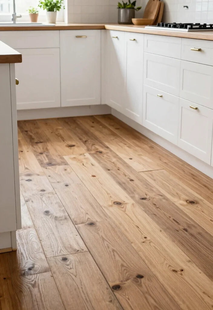 12 White Kitchen Flooring Ideas for a Clean Base 1. Reclaimed Wood for a Rustic Touch 0