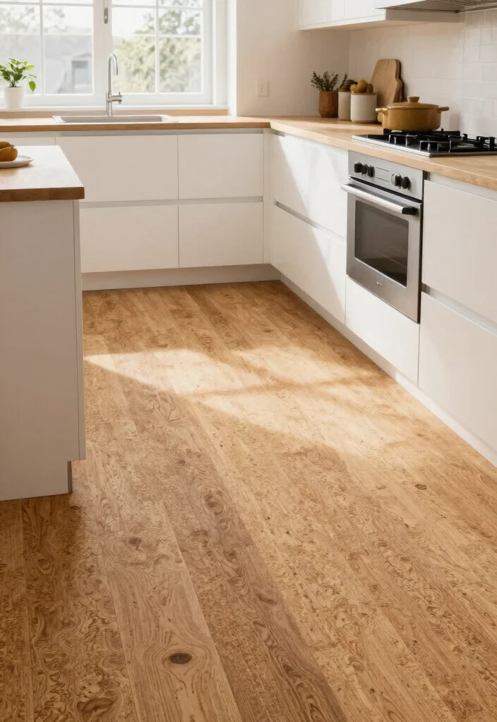 12 White Kitchen Flooring Ideas for a Clean Base 9. Eco Friendly Cork Flooring 0