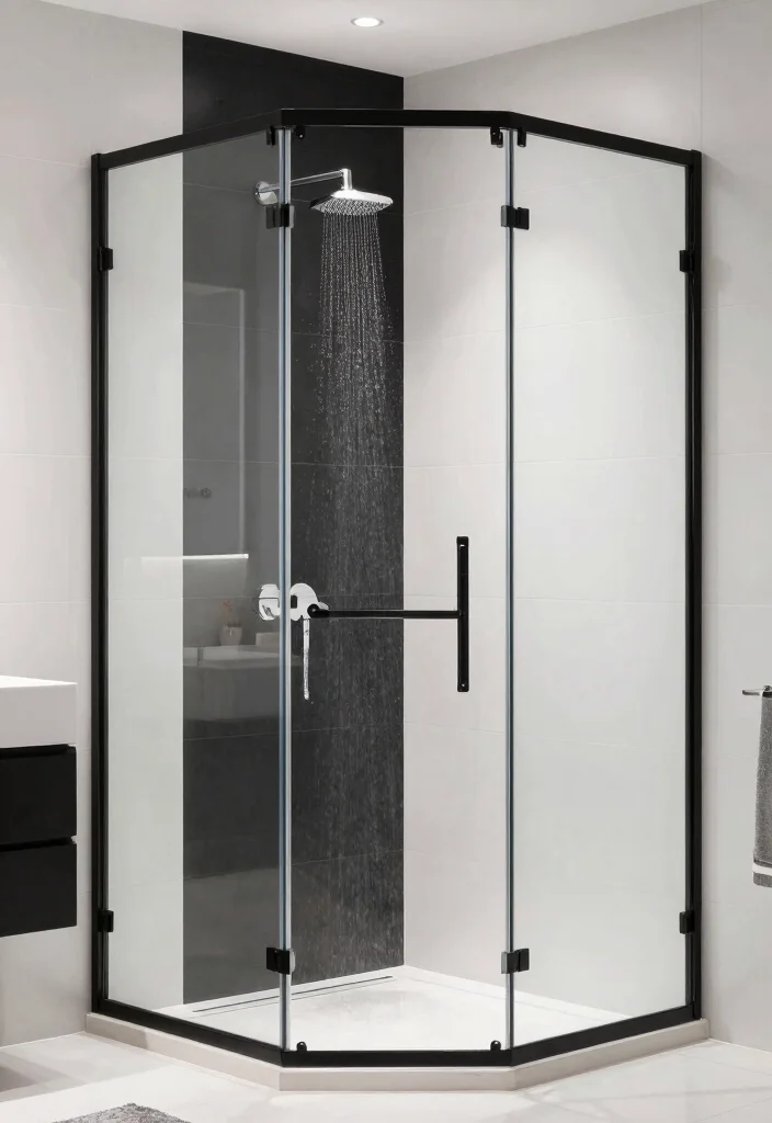 12 White and Black Bathroom Ideas with Modern Contrast 10. Elegant Shower Designs 0