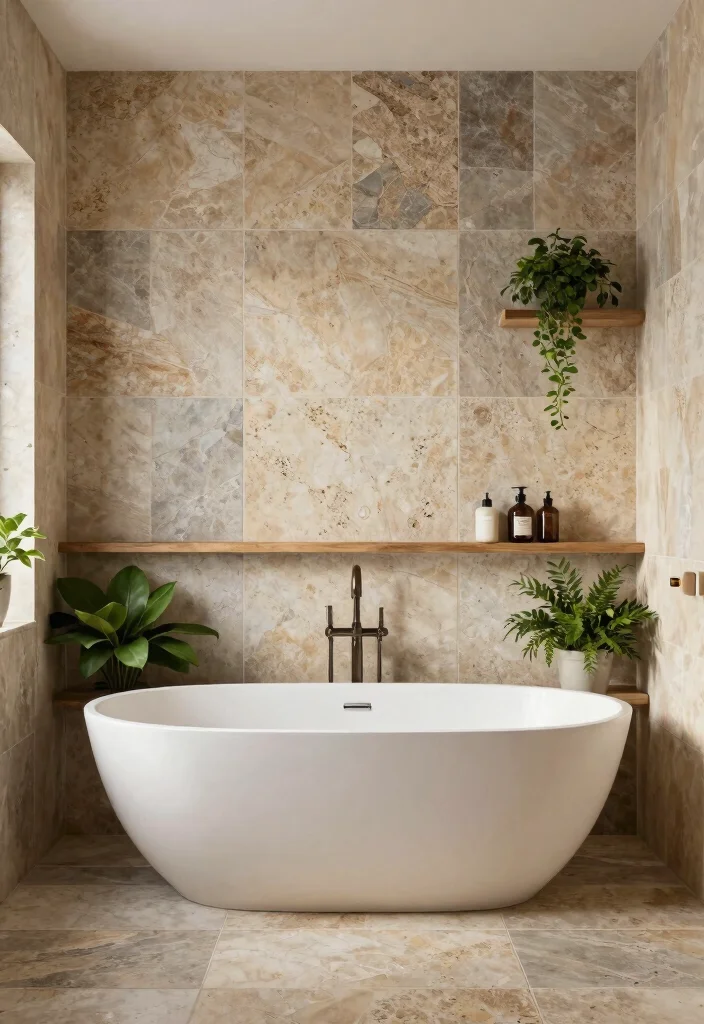 14 Bathroom Wall Tile Ideas for Texture and Lasting Style 1. Natural Stone Tiles for Timeless Elegance 0