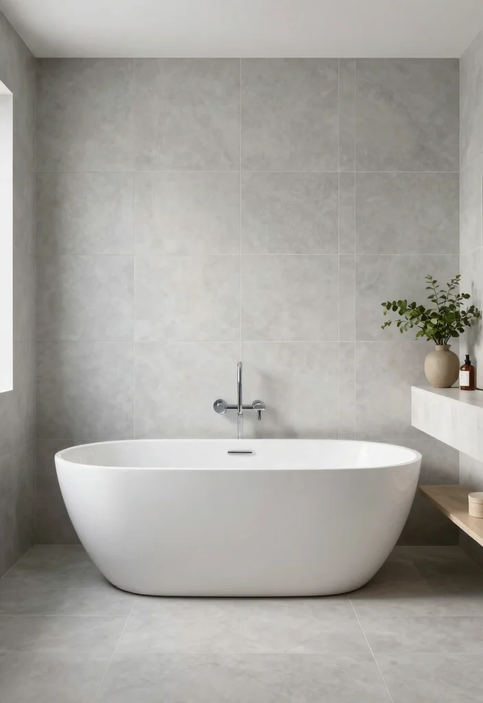 14 Bathroom Wall Tile Ideas for Texture and Lasting Style 13. Large Format Tiles for a Seamless Look 0