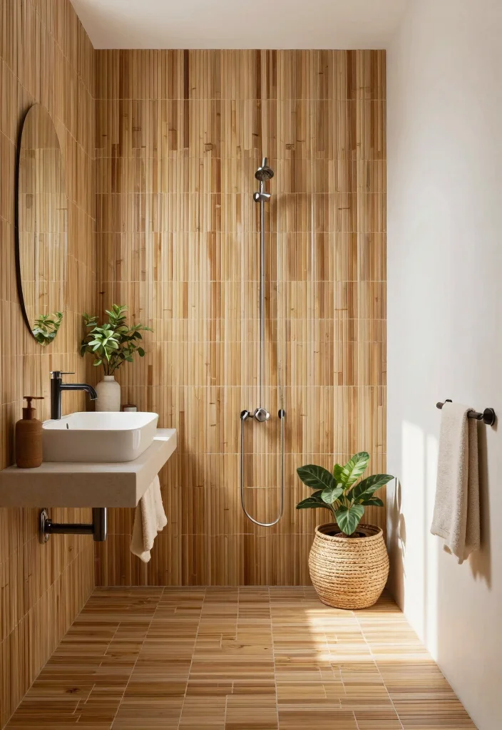 14 Bathroom Wall Tile Ideas for Texture and Lasting Style 6. Bamboo Tiles for a Natural Aesthetic 0