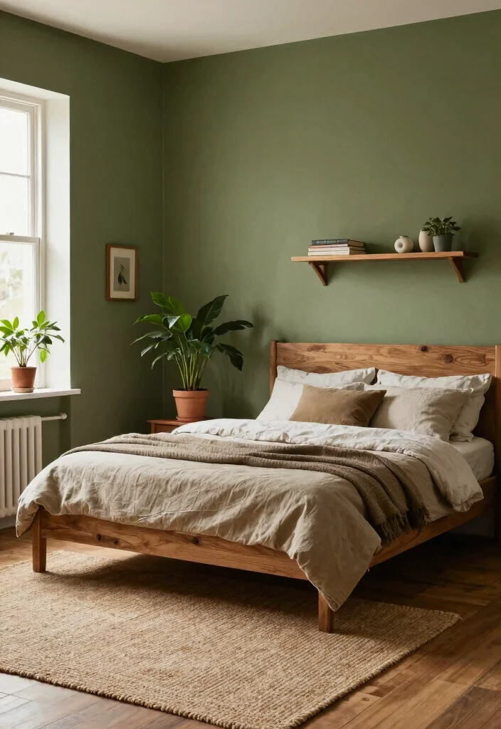 14 Bedroom Wall Paint Design Ideas for Visual Impact 10. Rustic Olive Green 0