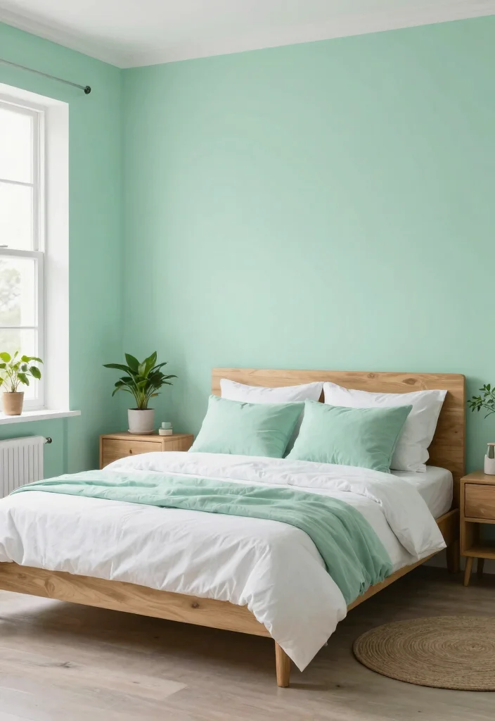 14 Bedroom Wall Paint Design Ideas for Visual Impact 13. Cool Mint Green 0