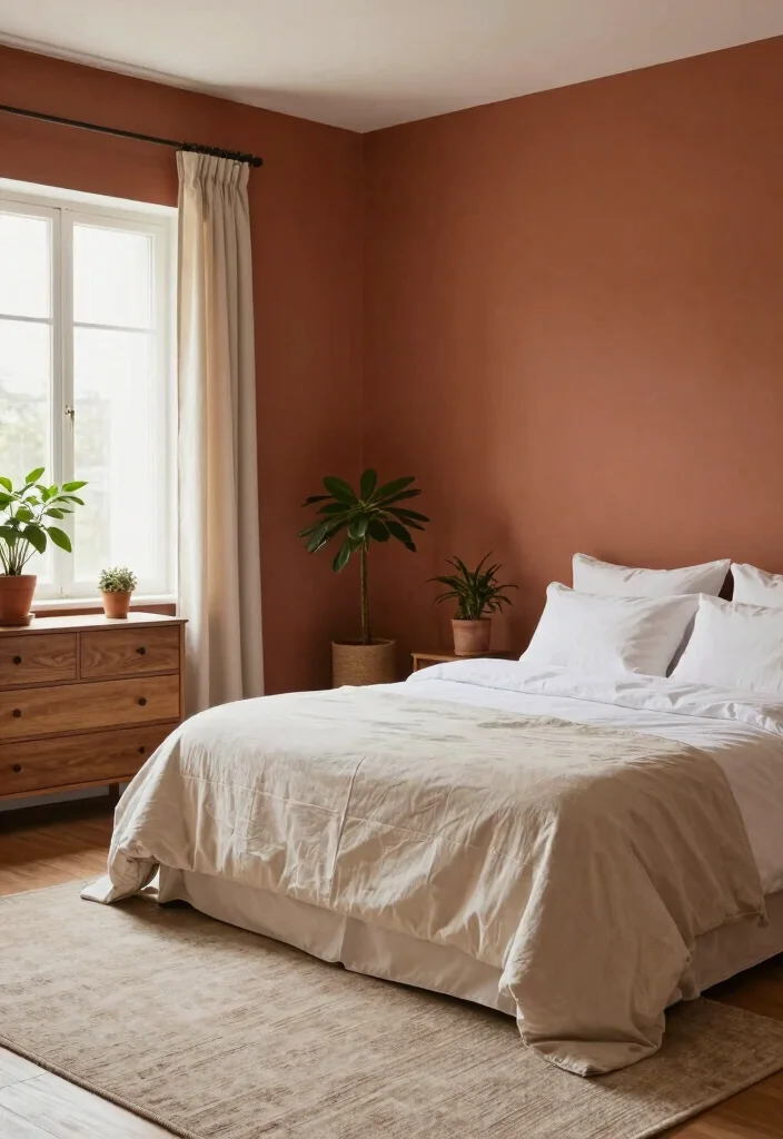 14 Bedroom Wall Paint Design Ideas for Visual Impact 4. Earthy Terracotta Tones 0