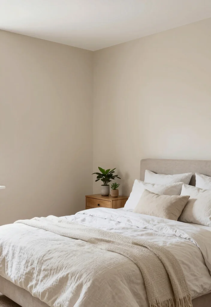 14 Bedroom Wall Paint Design Ideas for Visual Impact 6. Neutral Beige and White Combo 0