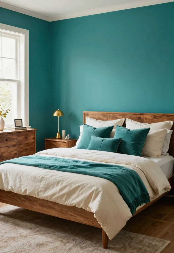 14 Bedroom Wall Paint Design Ideas for Visual Impact 9. Terrific Teal Accents 0