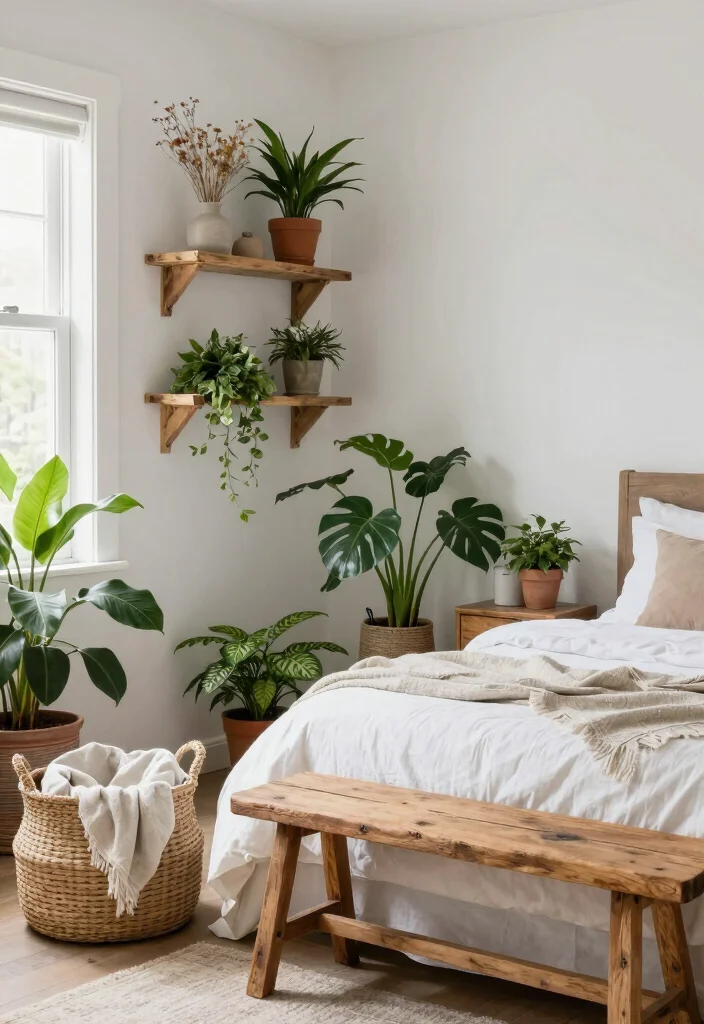 14 Cottagecore Bedroom Ideas with Soft Cozy Layers 3. Natural Elements 0