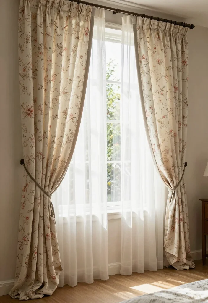 14 Cottagecore Bedroom Ideas with Soft Cozy Layers 8. Layered Window Treatments 0