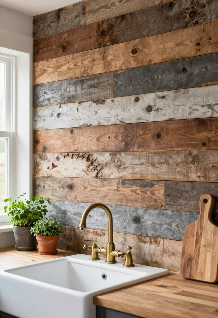 14 Kitchen Feature Wall Ideas to Add Visual Interest 1. Reclaimed Wood Plank Wall 0