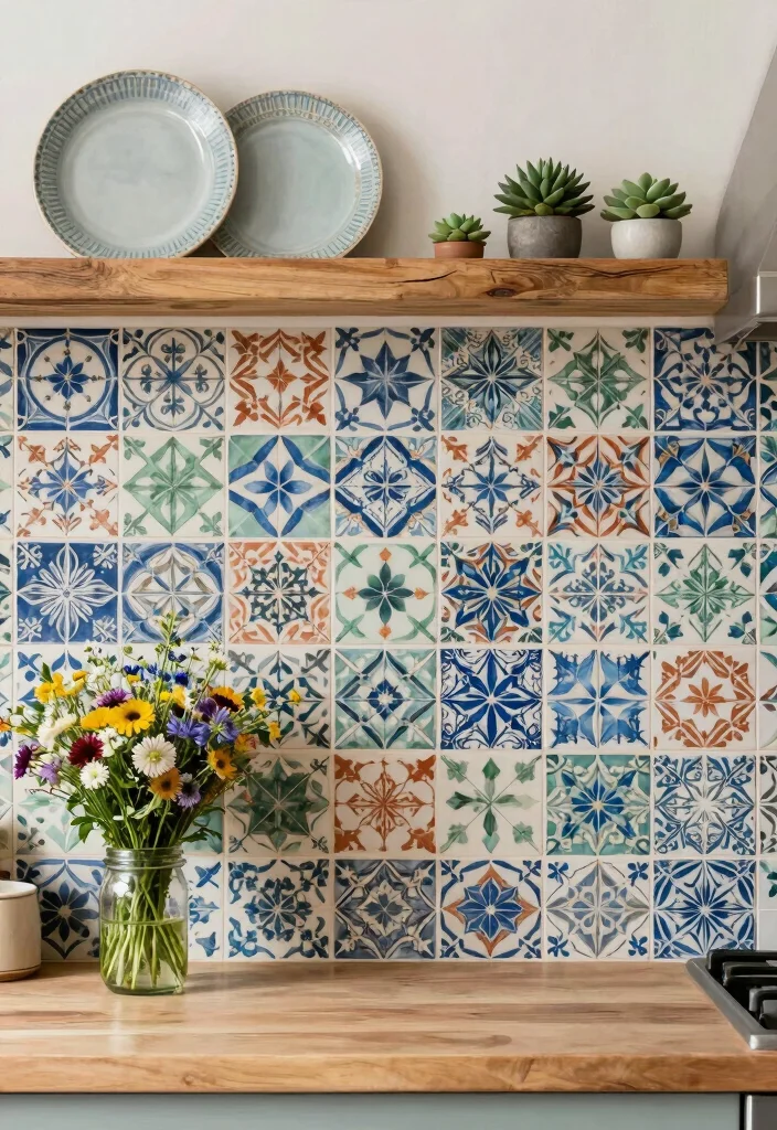 14 Kitchen Feature Wall Ideas to Add Visual Interest 2. Vintage Tile Patterns 0