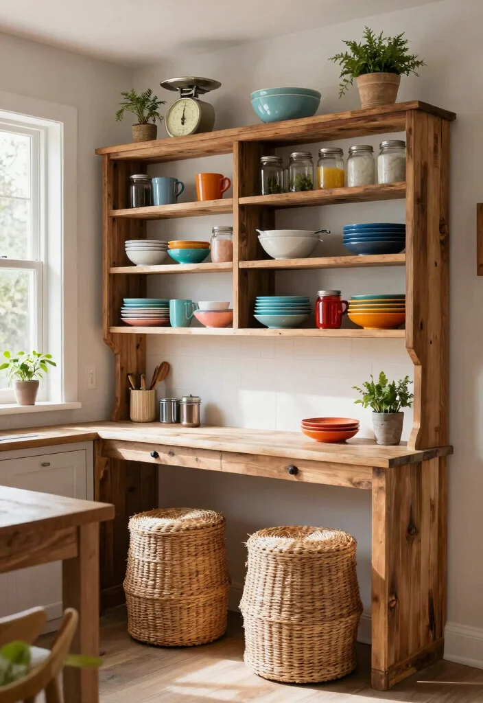14 Kitchen Feature Wall Ideas to Add Visual Interest 3. Open Shelving with Rustic Accents 0
