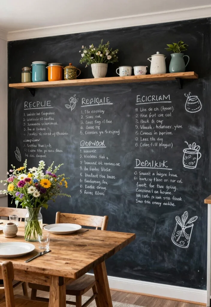 14 Kitchen Feature Wall Ideas to Add Visual Interest 4. Chalkboard Wall for Fun and Function 0