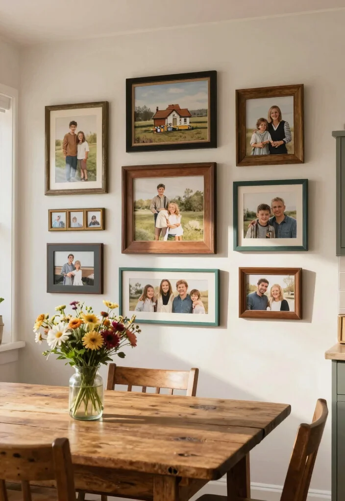 14 Kitchen Feature Wall Ideas to Add Visual Interest 6. Gallery Wall of Farmhouse Art 0