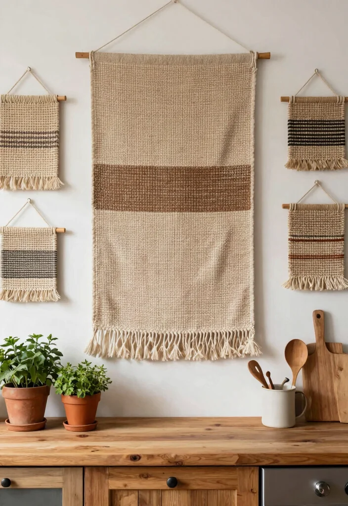 14 Kitchen Feature Wall Ideas to Add Visual Interest 7. Woven Textiles and Tapestries 0