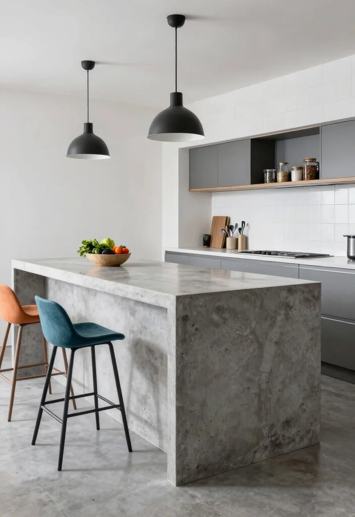 14 Kitchen Island Ideas for Cooking and Gathering 2. Concrete Chic 0