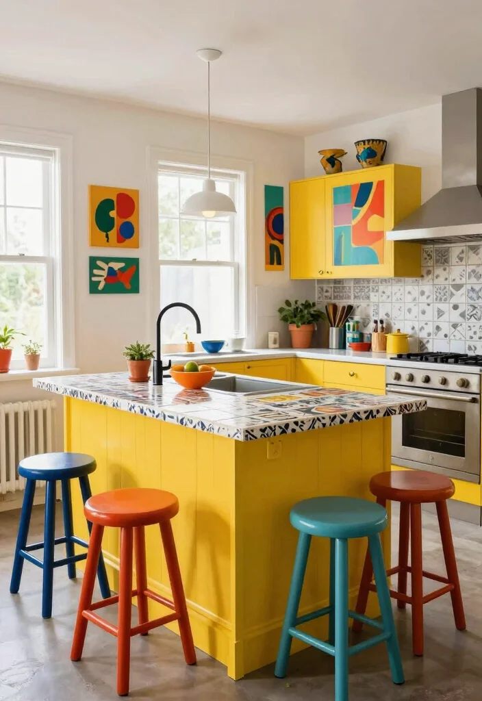 14 Kitchen Island Ideas for Cooking and Gathering 8. Bold Colors and Patterns 0