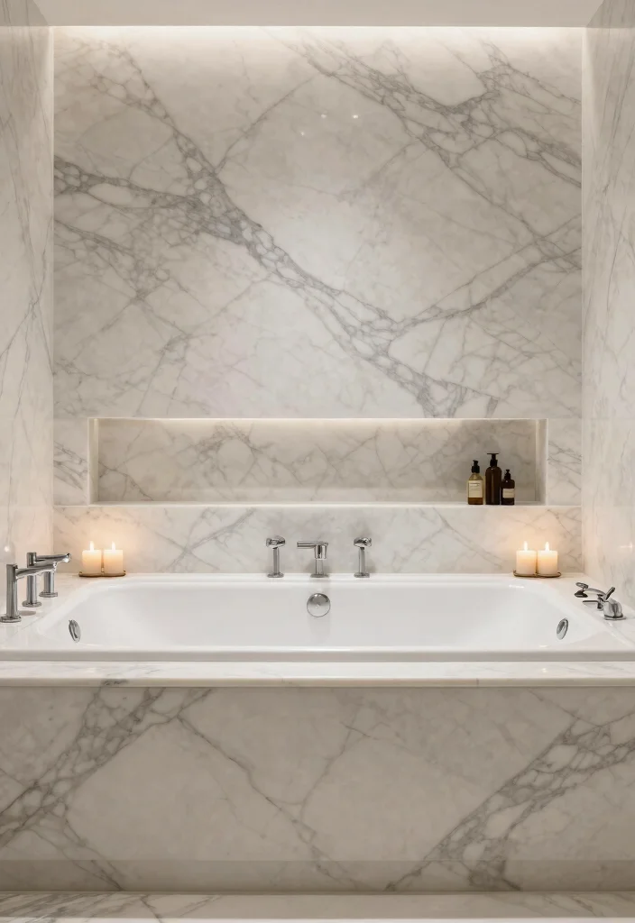 14 Marble Bathroom Ideas for a Timeless Elegant Look 11. Marble Bathtub Surrounds 0