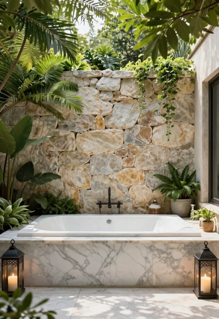 14 Marble Bathroom Ideas for a Timeless Elegant Look 14. Outdoor Marble Bathrooms 0