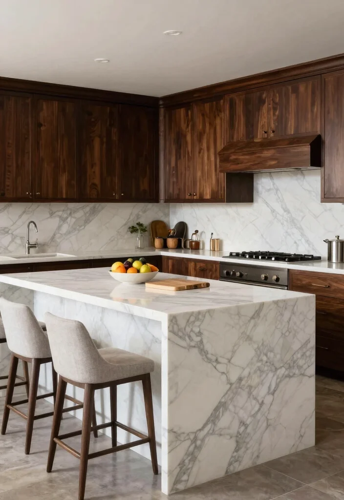 14 Marble Kitchen Ideas for a Luxe Modern Finish 1. Stunning Marble Island 0