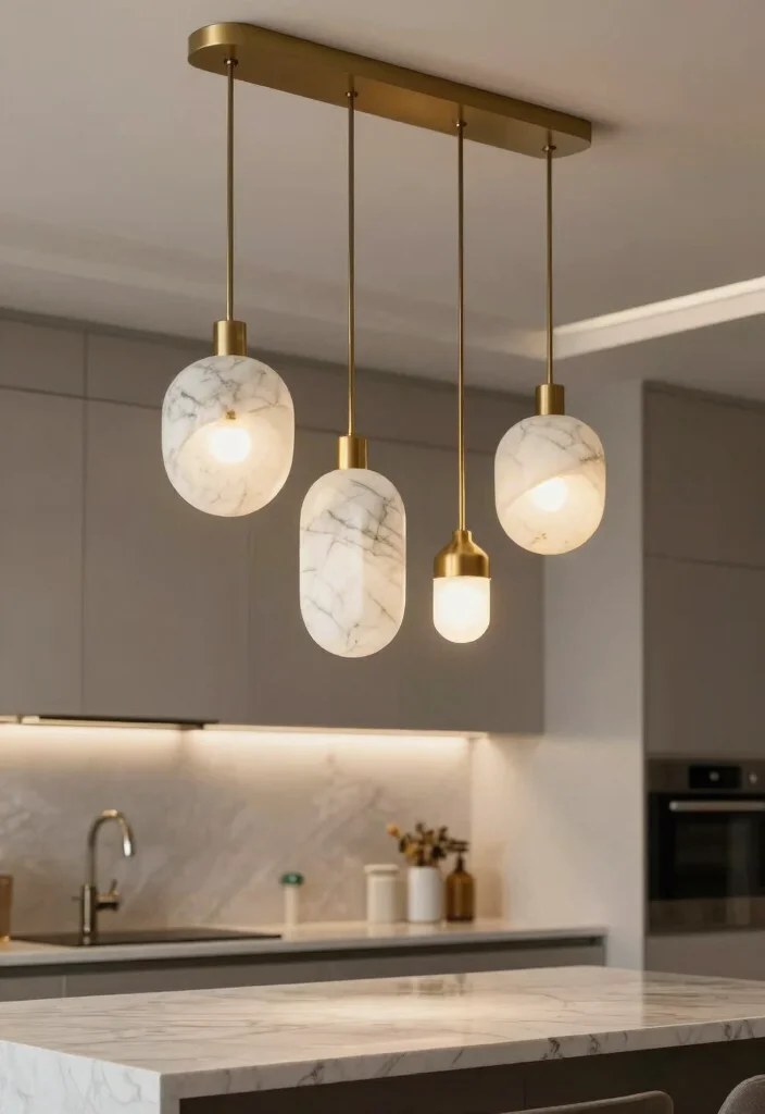 14 Marble Kitchen Ideas for a Luxe Modern Finish 10. Marble Lighting Fixtures 0