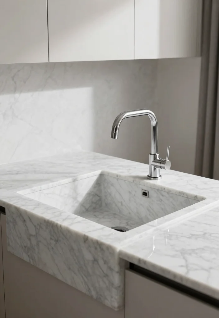 14 Marble Kitchen Ideas for a Luxe Modern Finish 11. Marble Sink and Faucets 0