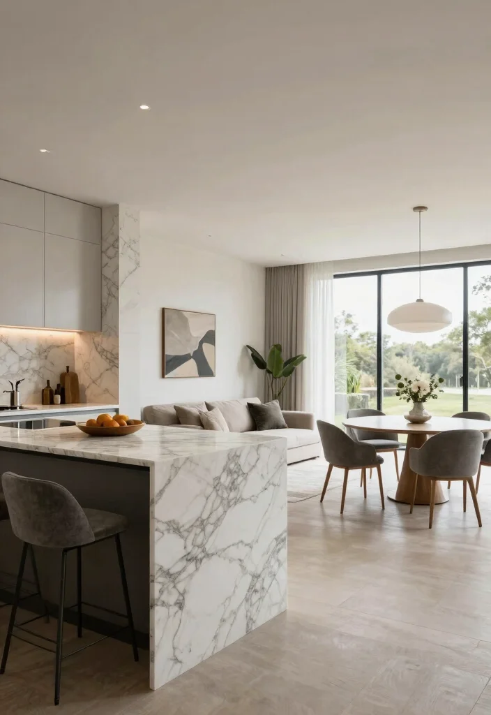 14 Marble Kitchen Ideas for a Luxe Modern Finish 13. Marble in Open Concept Spaces 0