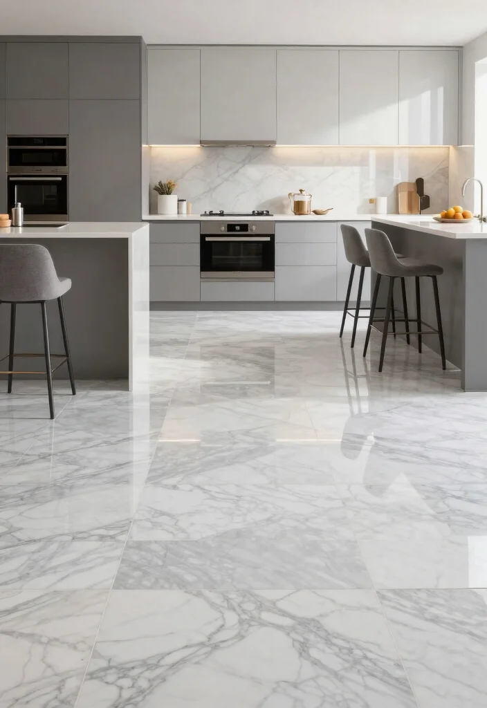 14 Marble Kitchen Ideas for a Luxe Modern Finish 6. Marble Tile Floors 0