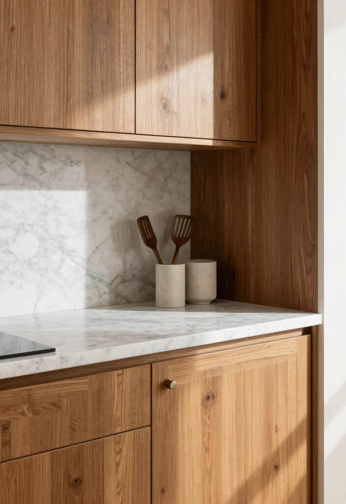 14 Marble Kitchen Ideas for a Luxe Modern Finish 8. Marble and Wood Combination 0
