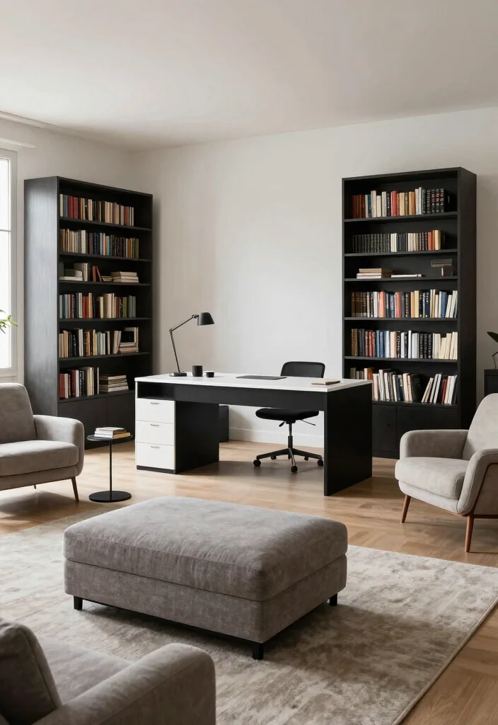 14 Modern Black and White Living Room Ideas with Contrast 13. Functional Spaces 0