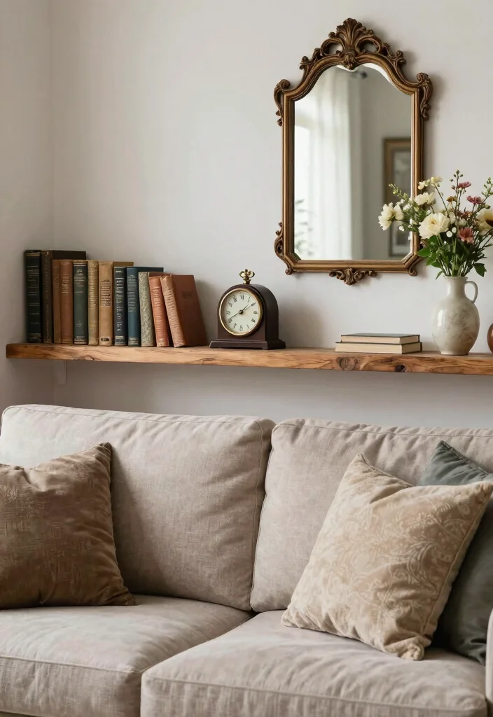 14 Modern Rustic Living Room Ideas with Natural Texture 8. Vintage Accessories 0