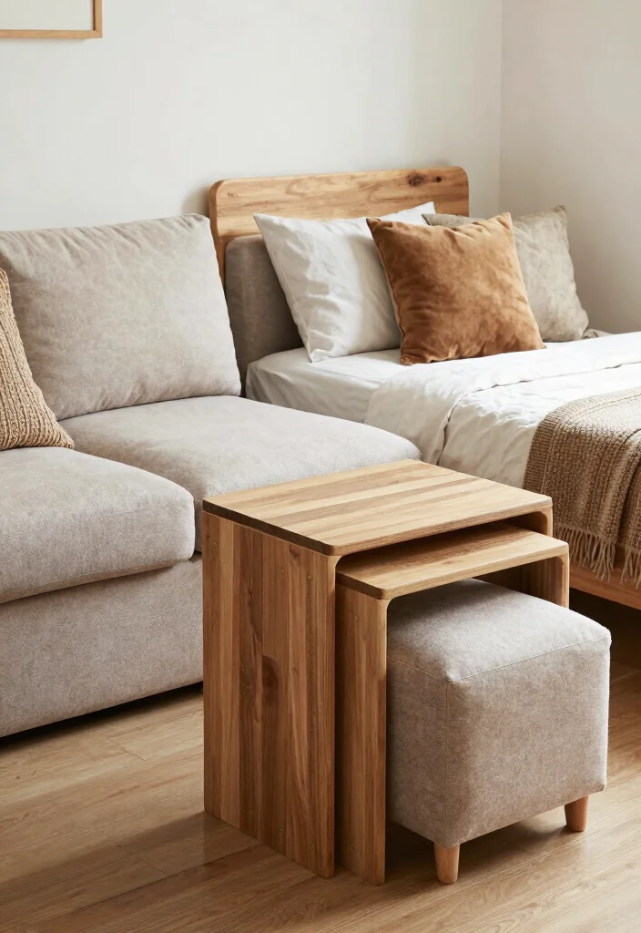 14 Modern Rustic Living Room Ideas with Natural Texture 9. Multi functional Furniture 0