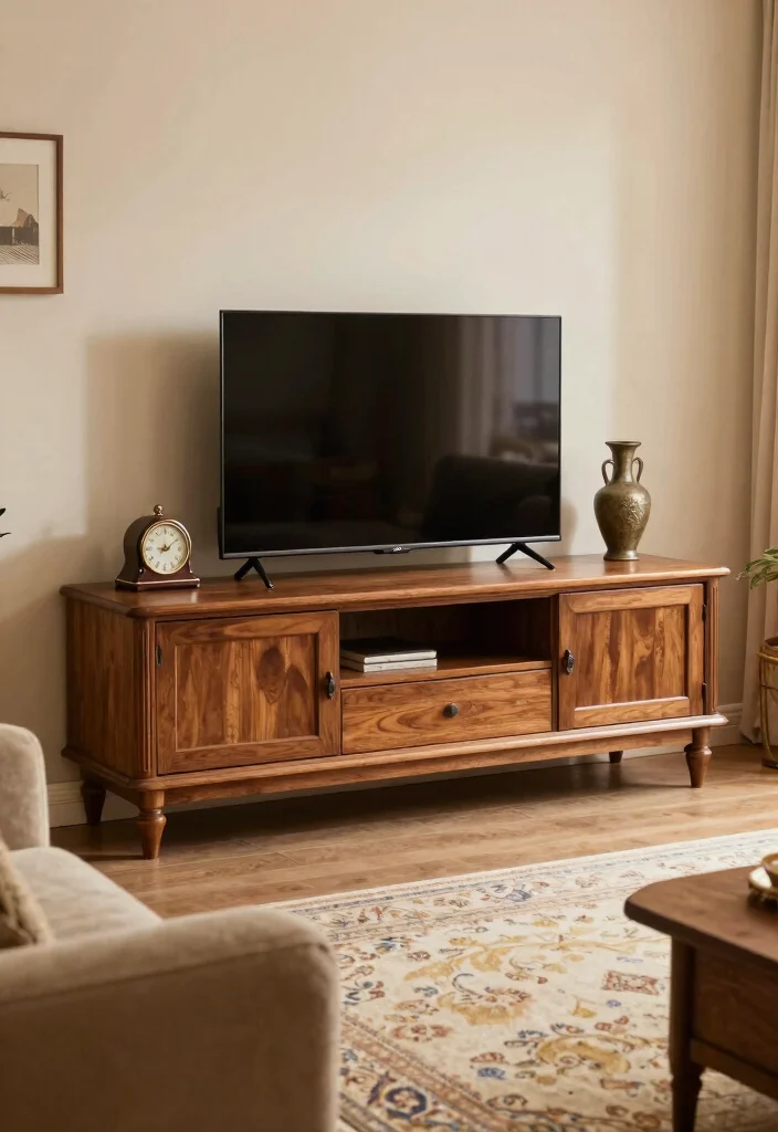 14 Modern TV Unit Ideas for Stylish Living Rooms 11. Vintage Inspired Units 0