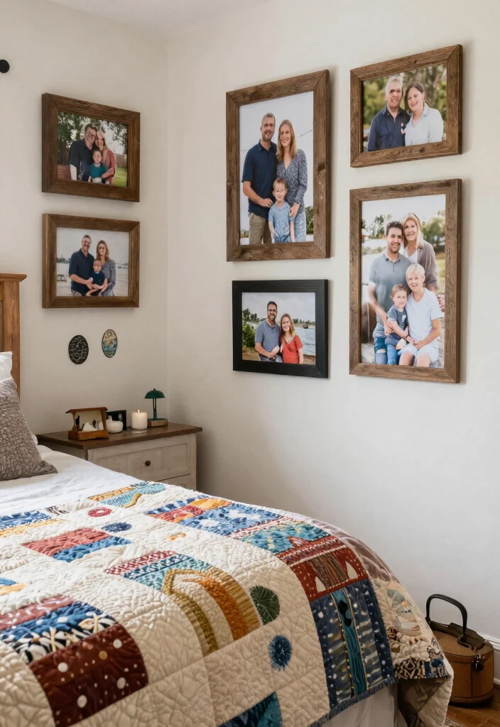 14 Rustic Farmhouse Bedroom Ideas with Cozy Charm 10. Personalized Decor Touches 0