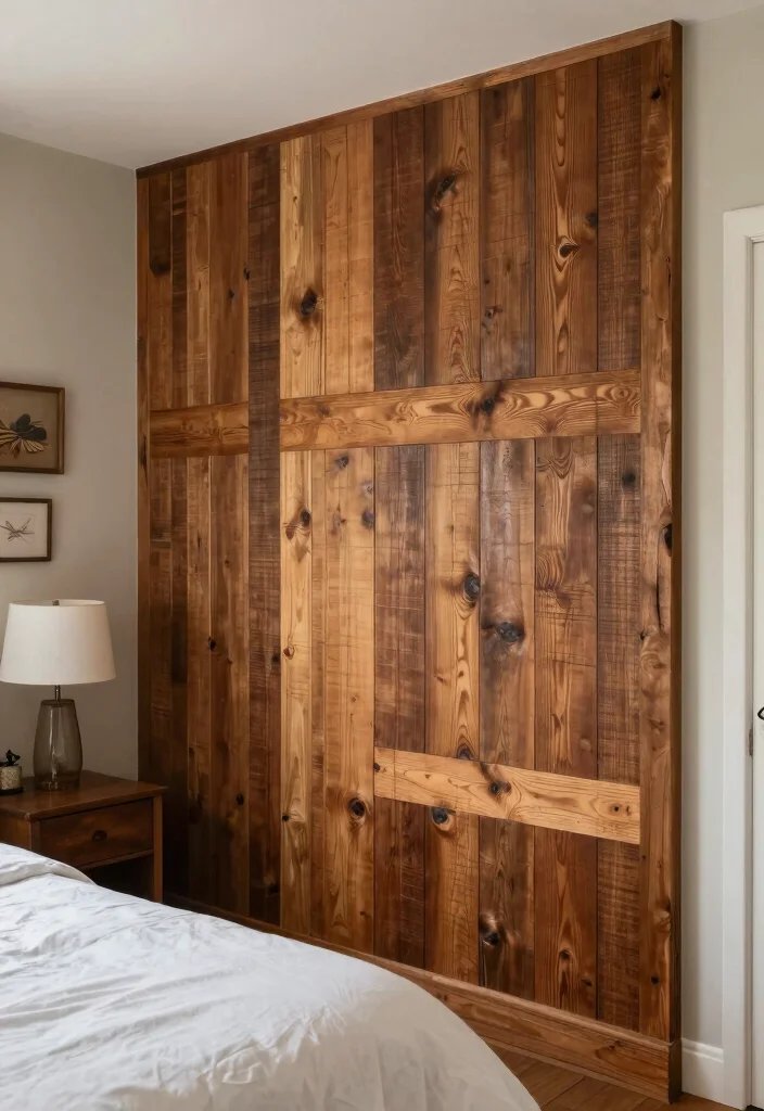14 Rustic Farmhouse Bedroom Ideas with Cozy Charm 14. Accent Walls with Rustic Charm 0