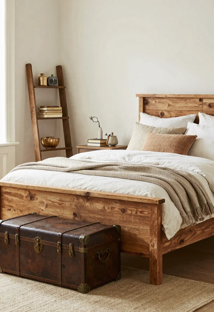 14 Rustic Farmhouse Bedroom Ideas with Cozy Charm 5. Rustic Furniture Choices 0
