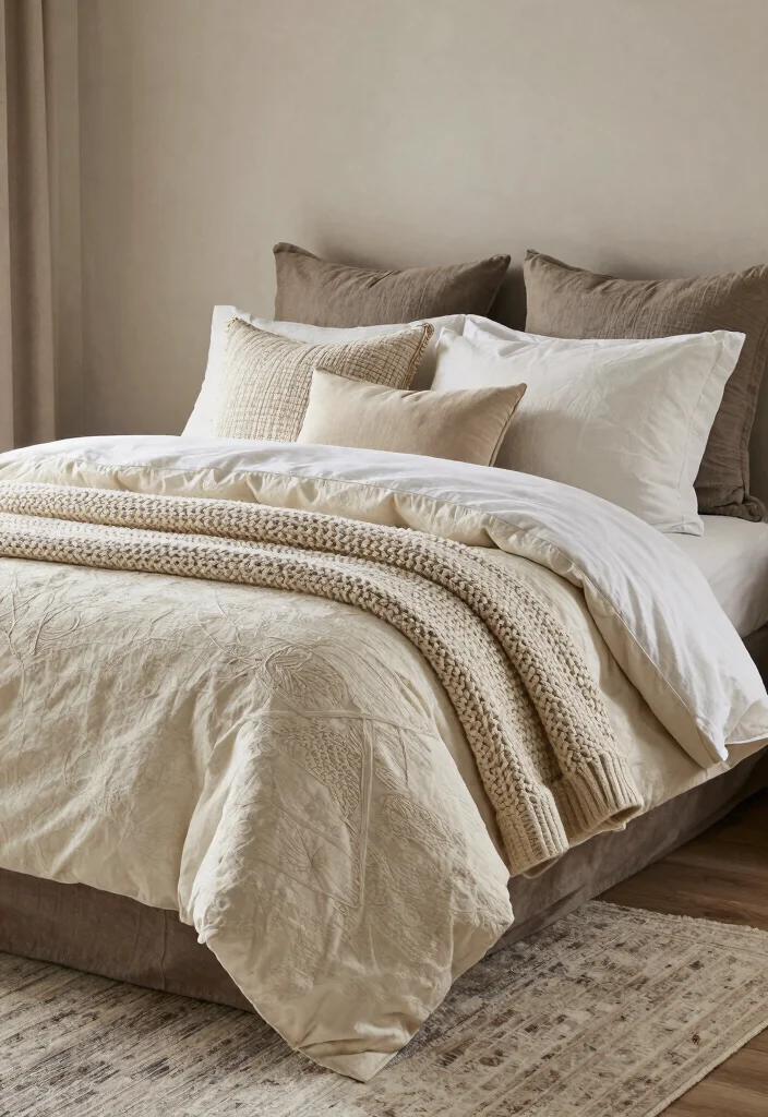 14 Rustic Farmhouse Bedroom Ideas with Cozy Charm 7. Cozy Layering 0