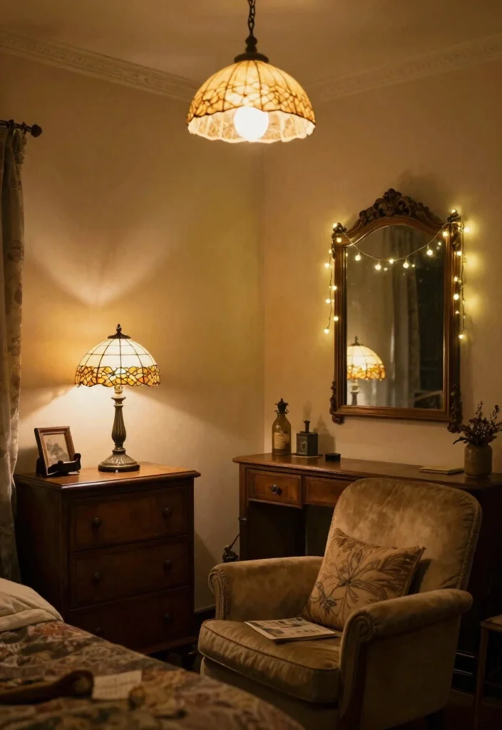 14 Vintage Bedroom Decor Ideas with Timeless Character 10. Vintage inspired Lighting 0