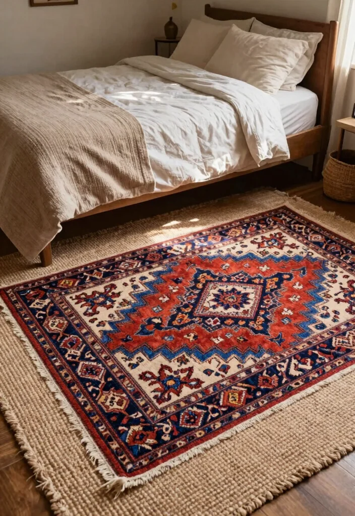 14 Vintage Bedroom Decor Ideas with Timeless Character 12. Layered Rugs for Texture 0