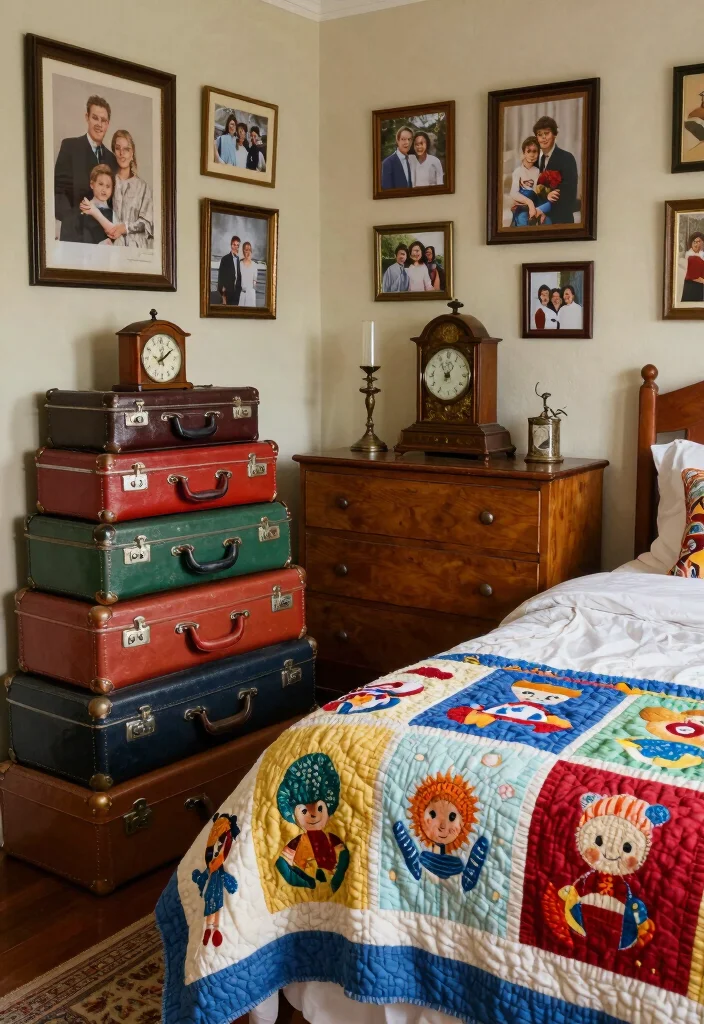 14 Vintage Bedroom Decor Ideas with Timeless Character 13. Personal Touches with Vintage Finds 0