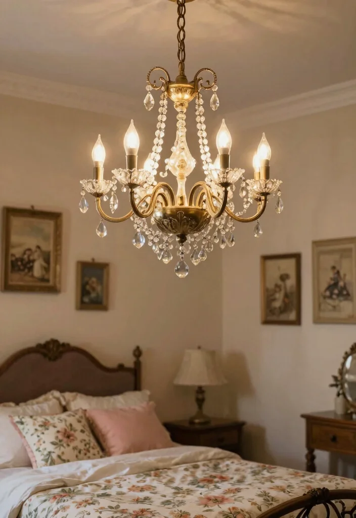 14 Vintage Bedroom Decor Ideas with Timeless Character 5. Whimsical Chandeliers 0