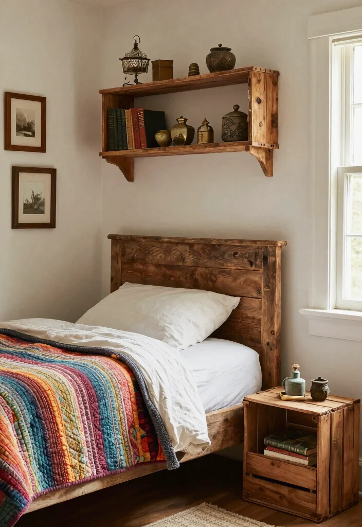 14 Vintage Bedroom Decor Ideas with Timeless Character 6. Rustic Wooden Accents 0