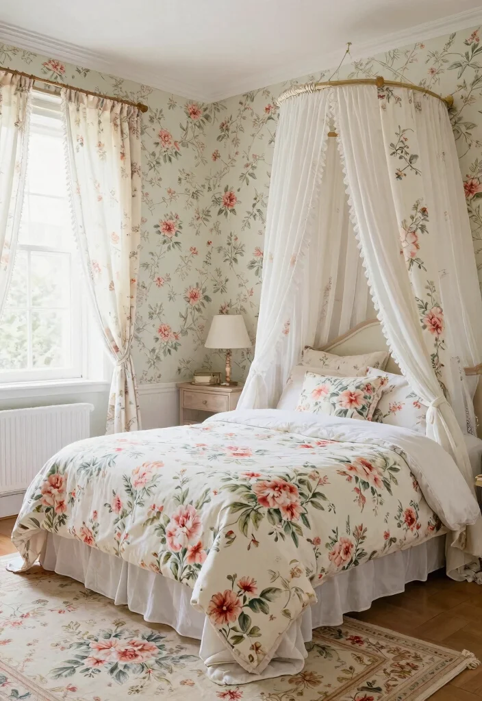 14 Vintage Bedroom Decor Ideas with Timeless Character 7. Timeless Floral Patterns 0