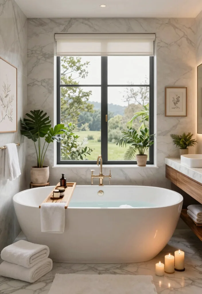 18 Luxury Bathroom Ideas with High End Finishes and Calm Vibes 1. Spa inspired Soaking Tub 0