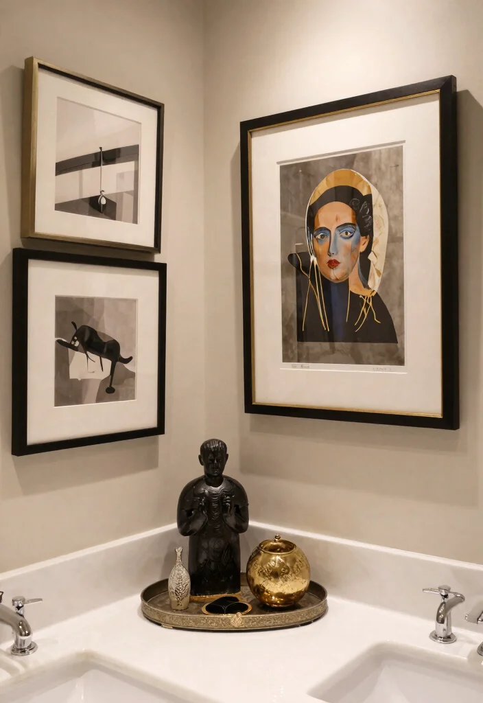 18 Luxury Bathroom Ideas with High End Finishes and Calm Vibes 14. Artistic Decor Pieces 0