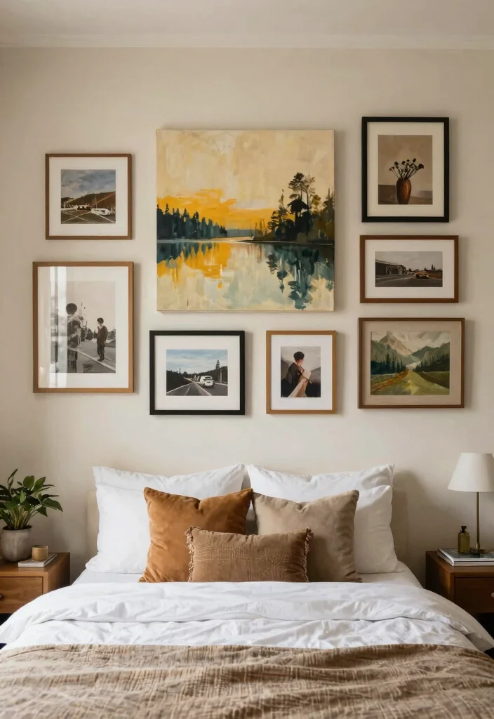 18 Luxury Elegant Bedroom Ideas with Refined Comfort 8. Personalized Artwork 0