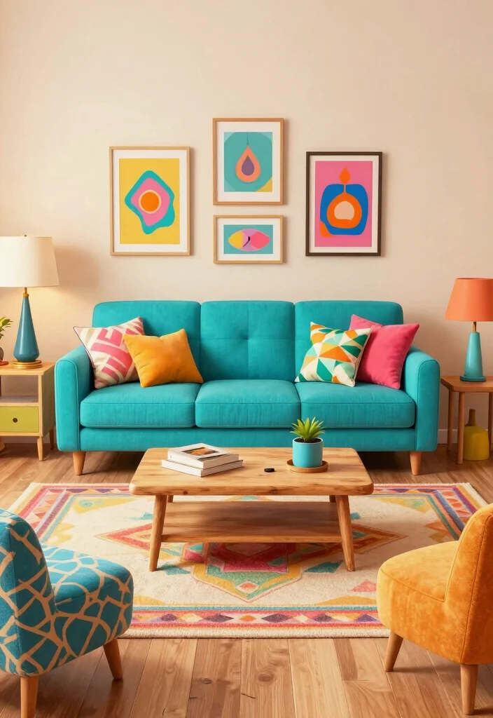 9 Bloxburg Living Room Ideas for Modern Builds 7. Colorful Retro Revival 0