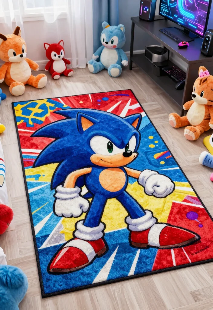 9 Sonic Bedroom Ideas for Fans and Creative Themes 6. Themed Rugs 0